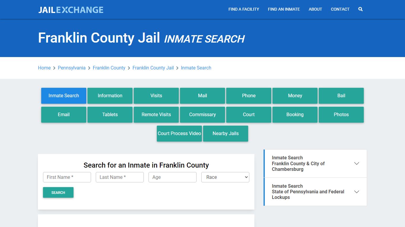 Franklin County Jail, PA Inmate Search: Roster & Mugshots