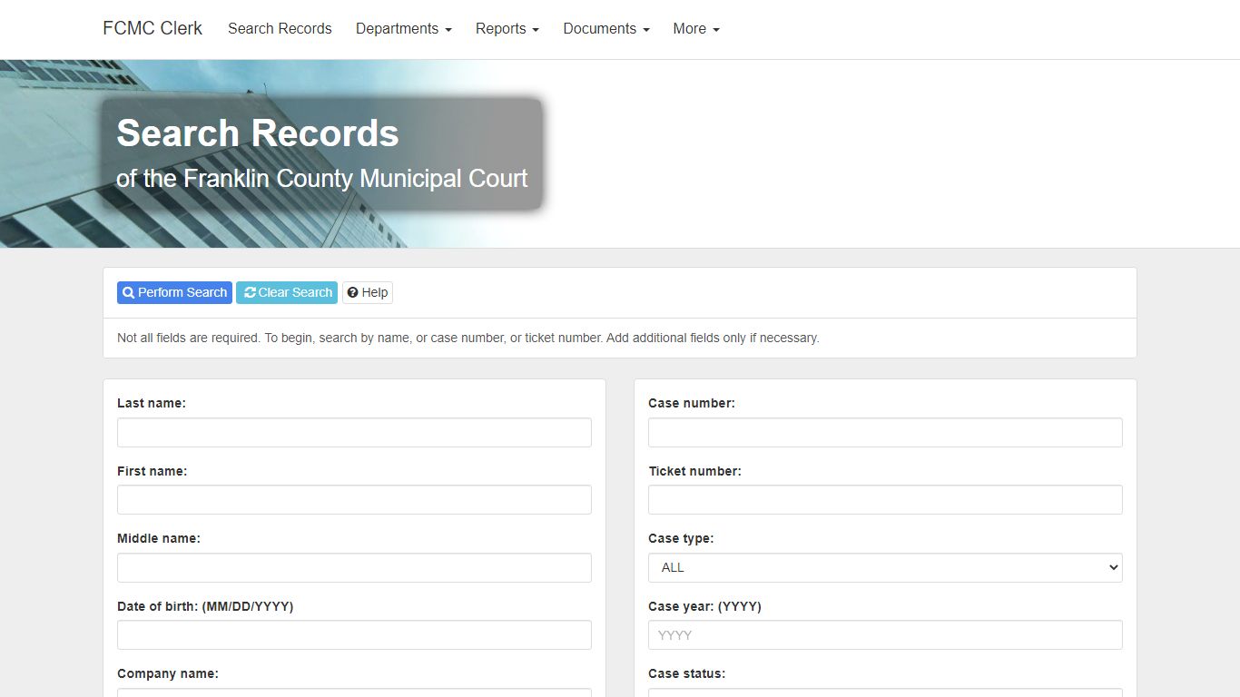 Search Records Search Records of the Franklin County Municipal Court